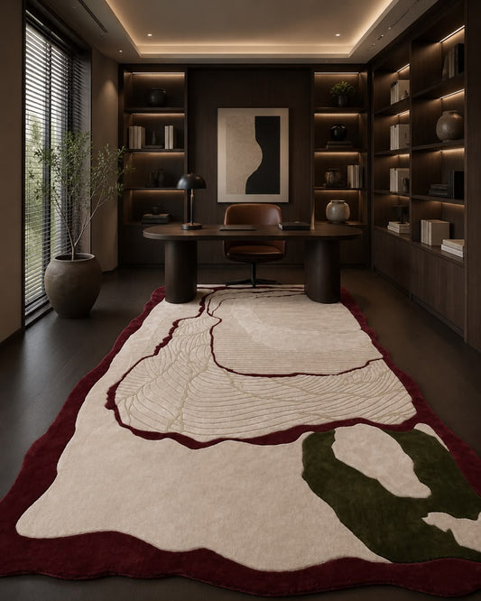 BORDEAUX BLOOM MODERN HANDMADE CUSTOM RUG