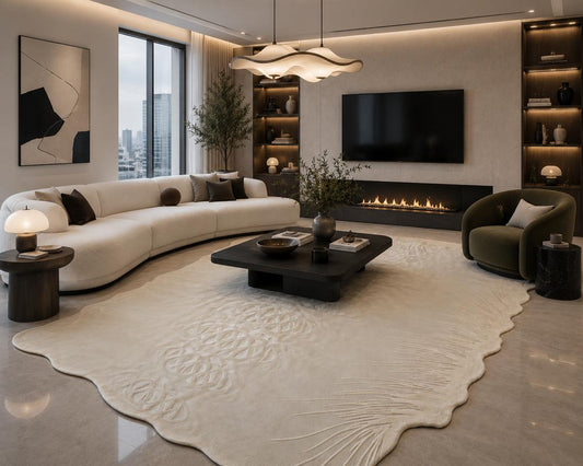 IVORY BLOOM MODERN CUSTOM HANDMADE RUG
