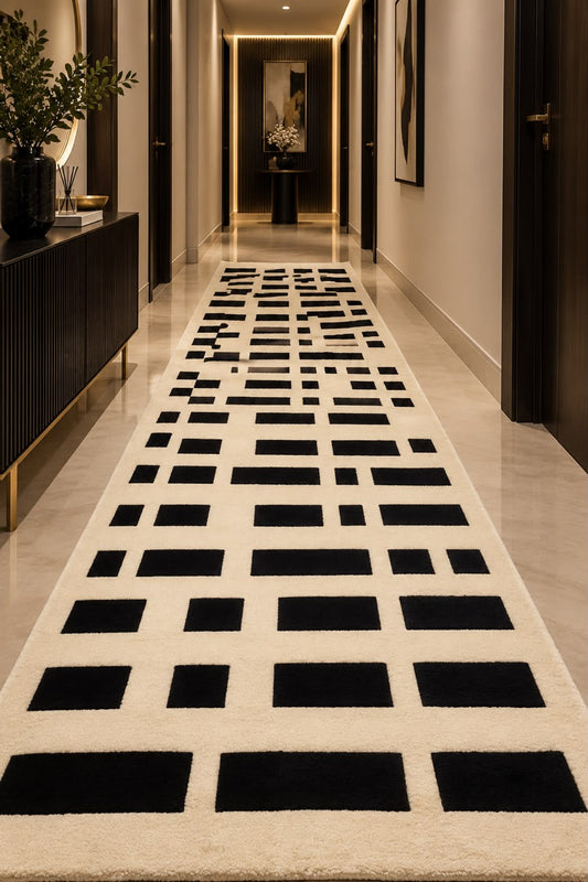 NOIR GRID MODERN CUSTOM HANDMADE RUG