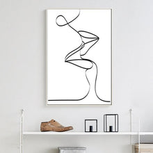 Load image into Gallery viewer, Line Art Face Kiss Print (Set of 3)