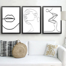 Load image into Gallery viewer, Line Art Face Kiss Print (Set of 3)