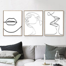 Load image into Gallery viewer, Line Art Face Kiss Print (Set of 3)
