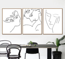 Load image into Gallery viewer, Picasso Sketch Woman Face Art Set of 3