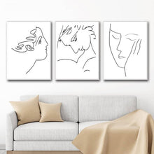 Load image into Gallery viewer, Picasso Sketch Woman Face Art Set of 3