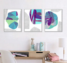 Load image into Gallery viewer, TRIPTYCH ART BLUE AND GREY SET OF 3