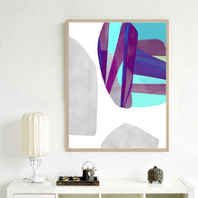 Load image into Gallery viewer, TRIPTYCH ART BLUE AND GREY SET OF 3