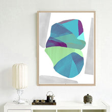 Load image into Gallery viewer, TRIPTYCH ART BLUE AND GREY SET OF 3