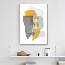 Load image into Gallery viewer, GREY &amp; YELLOW SHADOW ABSTRACT ART SET OF 3