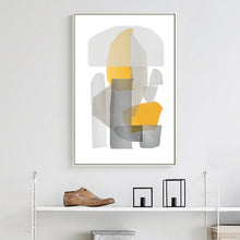 Load image into Gallery viewer, GREY &amp; YELLOW SHADOW ABSTRACT ART SET OF 3