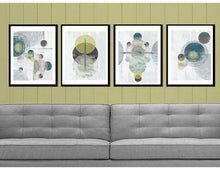 Load image into Gallery viewer, GRAY ABSTRACT CIRCLE ART SET OF 4