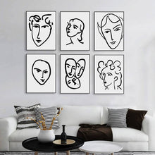 Load image into Gallery viewer, MINIMALIST WOMAN ART PRINT MATISSE SKETCH SET OF 6