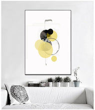 Load image into Gallery viewer, YELLOW &amp; GREY GEOMETRIC POSTER SET OF 3