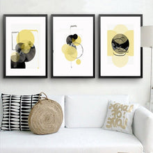 Load image into Gallery viewer, YELLOW &amp; GREY GEOMETRIC POSTER SET OF 3