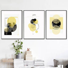 Load image into Gallery viewer, YELLOW &amp; GREY GEOMETRIC POSTER SET OF 3