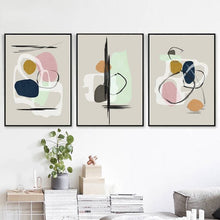 Load image into Gallery viewer, GEOMETRIC ABSTRACT BEIGE ART SET OF 3