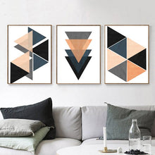 Load image into Gallery viewer, GEOMETRIC ABSTRACT TRIANGLES SET OF 3