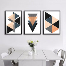 Load image into Gallery viewer, GEOMETRIC ABSTRACT TRIANGLES SET OF 3