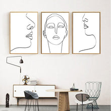 Load image into Gallery viewer, MINIMALIST WOMAN LINE ART BLACK &amp; WHITE SET OF 3