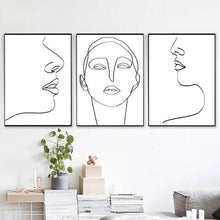 Load image into Gallery viewer, MINIMALIST WOMAN LINE ART BLACK &amp; WHITE SET OF 3