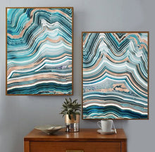 Load image into Gallery viewer, Wavey Abstract green cooper foil Paint (set of 2)