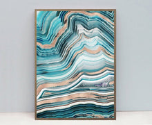 Load image into Gallery viewer, Wavey Abstract green cooper foil Paint (set of 2)