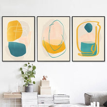 Load image into Gallery viewer, DOWNLOADABLE YELLOW &amp; BLUE ABSTRACT PRINTS SET OF 3