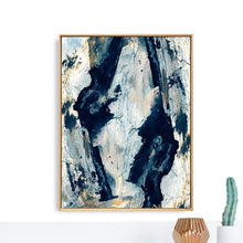 Load image into Gallery viewer, GOLD &amp; NAVY BLUE ABSTRACT WALL ART