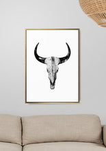 Load image into Gallery viewer, FARMHOUSE DECOR; BUFFALO SKULL MONOCHROME ART