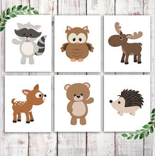 Load image into Gallery viewer, DEER, RACCON, OWL NURSERY DECOR SET OF 6