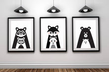 Load image into Gallery viewer, MODERN NURSERY MONOCHROME ANIMAL SET OF 3