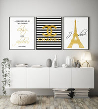 Load image into Gallery viewer, CHANEL BLACKGOLD, CHANEL LOGO, PARIS CHANEL POSTER SET OF 3