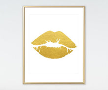 Load image into Gallery viewer, GOLD LIPS PRINT; MAKEUP POSTER; VANITY WALL DECOR