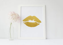 Load image into Gallery viewer, GOLD LIPS PRINT; MAKEUP POSTER; VANITY WALL DECOR
