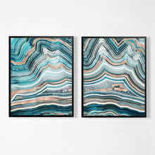 Load image into Gallery viewer, Wavey Abstract green cooper foil Paint (set of 2)