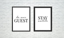 Load image into Gallery viewer, GUEST ROOM DECOR; STAY A WHILE POSTER SET OF 3