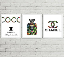 Load image into Gallery viewer, COCO CHANEL LOGO, CHANEL FLORAL, CHANEL BLACK SET OF 3