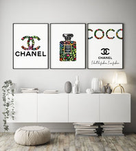 Load image into Gallery viewer, COCO CHANEL LOGO, CHANEL FLORAL, CHANEL BLACK SET OF 3