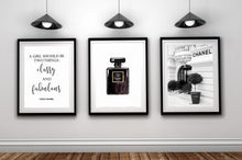 Load image into Gallery viewer, MAKEUP PRINT; CHANEL QUOTE; FASHION ART; CC LOGO; BLACK LIPS SET OF 6