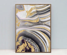 Load image into Gallery viewer, GREY &amp; GOLD ABSTRACT FOIL PRINT SET OF 2