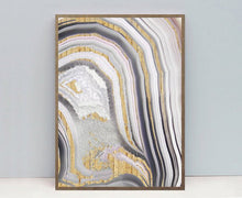 Load image into Gallery viewer, GREY &amp; GOLD ABSTRACT FOIL PRINT SET OF 2