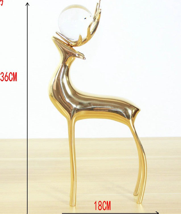 Birch Copper Deer Crystal Ball Ornament (SET OF 2)