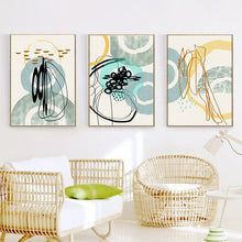 Load image into Gallery viewer, Green And Blue Abstract Art (Set of 3)