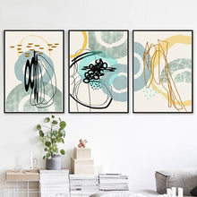 Load image into Gallery viewer, Green And Blue Abstract Art (Set of 3)