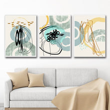 Load image into Gallery viewer, Green And Blue Abstract Art (Set of 3)