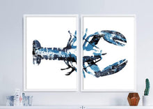 Load image into Gallery viewer, Downloadable Lobster Navy Blue Art, (set of 2)